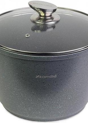 Кастрюля алюминиевая с крышкой kamille 10л 28 х 20см литая с антипригарным покрытием "granite".