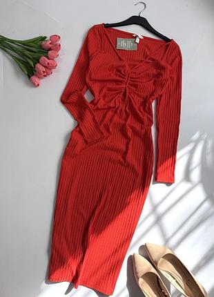 Сукня міді жіноча h&m  в рубчик