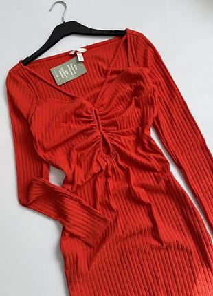 Сукня міді жіноча h&m  в рубчик 2