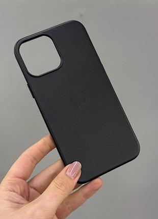 Протиударний шкіряний чохол magsafe для iphone 13 pro max, преміальний шкіряний чохол для айфон 13 pro max (чорний)