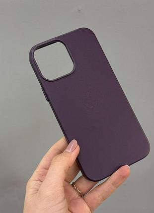Противоударный кожаный чехол magsafe для iphone 13 pro max, премиальный кожаный чехол для айфон 13 pro max (фиолетовый)