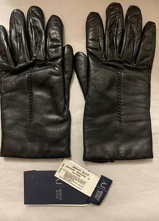 Перчатки armani кожа утепленные