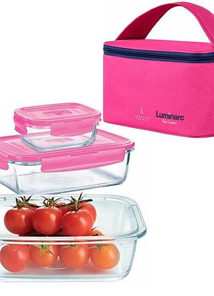 Набір контейнерів із сумкою luminarc pure box active 3 шт p9972