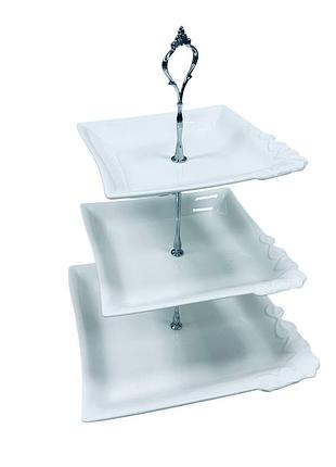 Фруктовница фарфоровая stenson mc-4877 3-х ярусная h - 37 см 23418