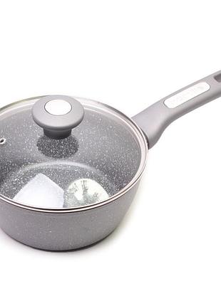 Ковш алюминиевый с стеклянной крышкой 1,65 л 18 см kamille km-4280