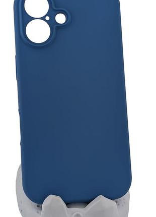 Чехол silicone case box для apple iphone 16 бампер с микрофиброй синий (без лого)