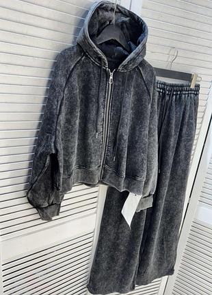 Хіт сезону у стилі streetwear! неймовірно затишний, м'який та стильний спортивний костюм з ефектом виварювання (acid wash)