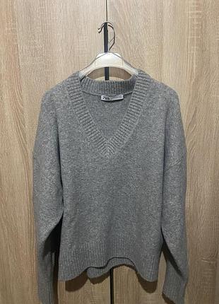 Светр zara, розмір m 🤍  продам стильний базовий светр zara сірого кольору. розмір м