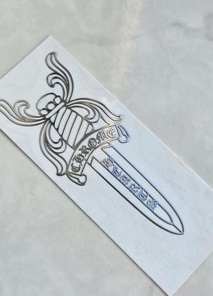 Наклейка chrome hearts хромований кинжал