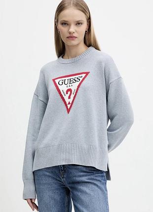 Светр жіночий guess сірий з логотипом