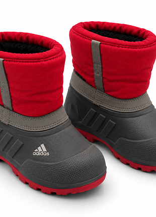 Детские зимние сапоги adidas winterfun primaloft (серо-красные)