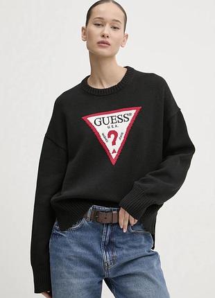 Светр жіночий guess чорний з логотипом