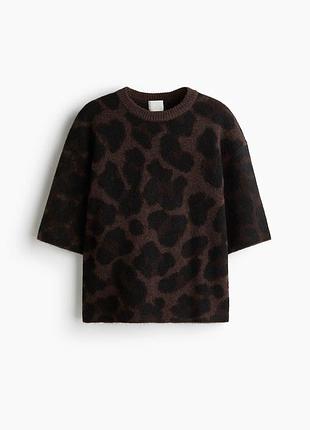 Теплая вязаная футболка свитер с примесью шерсти h&m l