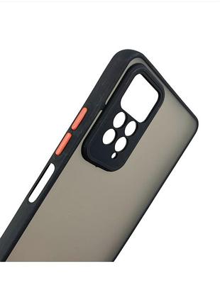 Чехол для телефона xiaomi redmi note 11 pro 4g с высокими бортами с защитой камеры на сиянии редми нот 11 про 4г черный