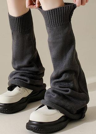 Гетры клеш широкие темно-серые one size 5632 длина 52 см стильные для девушек графитовые до колен