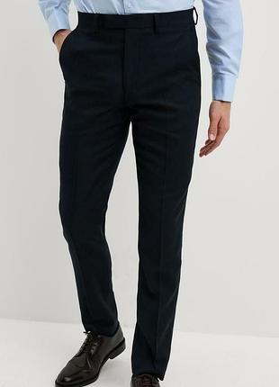 Нові класичні брюки з суміші вовни і лайкри m&s w42 collection slim fit штани