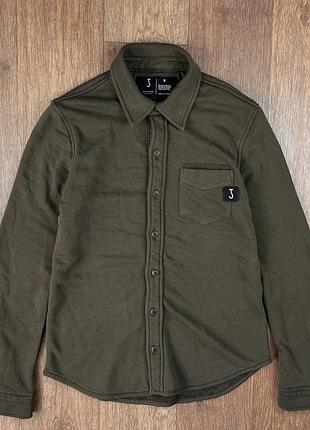 Сорочка butcher of blue classic terry shirt хакі зелена утеплена овершот чоловіча базова s