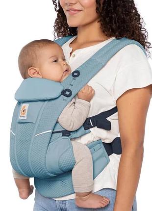 Рюкзак-переноска / ерго-рюкзак ergobaby omni breeze baby carrier від народження у блакитному кольорі slate blue.