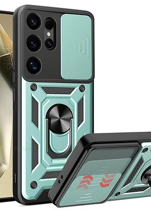 Чехол fiji camera defence для samsung galaxy s26 ultra (s948) бампер с защитой камеры и подставкой green