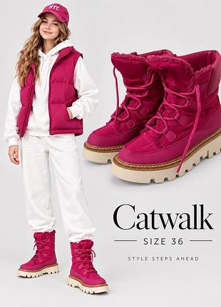 Утеплённые ботинки-дутики catwalk, размер 36 (23см)