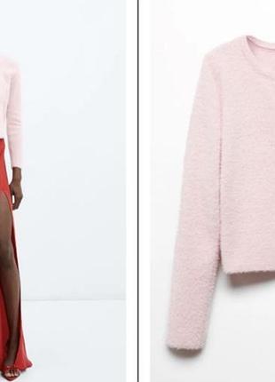 Кардиган mango з еко-хутра (faux fur), рожевий, s