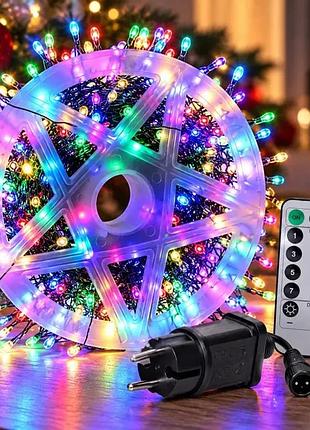 Светодиодная гирлянда «мешура» роса на катушке - 50 метров, 1000 led (мультиколор / цветной свет)