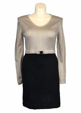 Сукня calvin klein nwt l бежевий чорний кольоровий блок з в'язаною пряжкою повсякденний  стиль