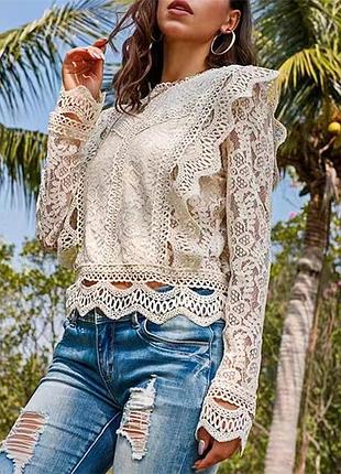Жіночий реглан ажурний бежевий l-xl