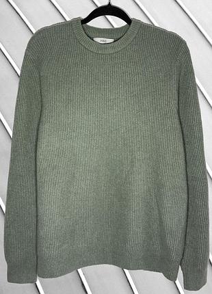 Светр m&s l 40 12 46, жіночий фісташковий, теплий зимовий, вовняний, базовий, прямий, довгий рукав, однотонний, трикотажний, класичний, м’який зимовий