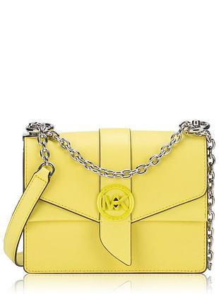 Жіноча сумка michael michael kors greenwich small crossbody у яскравому лимонно-жовтому відтінку (офіційна назва кольору — limeade або limelight).
