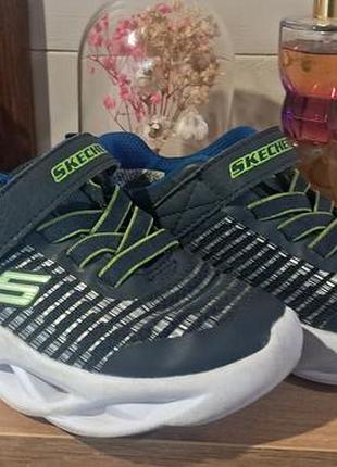 Кросівки дитячі skechers сині з салатовим 26 розмір