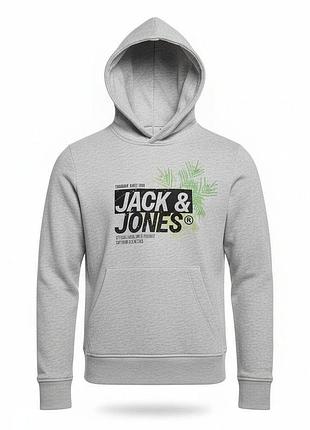 Дитяче худі jack & jones junior 152, сіре меланжеве, на флісі