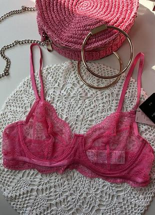 Бюстгальтер мережевний hunkemoller рожевий 75 d, 75 b 80c,