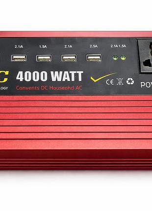 Преобразователь напряжения power inverter 4000w с 12v на 220