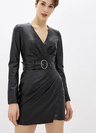 Сукня guess з екошкіри, чорна, xs-s, міні