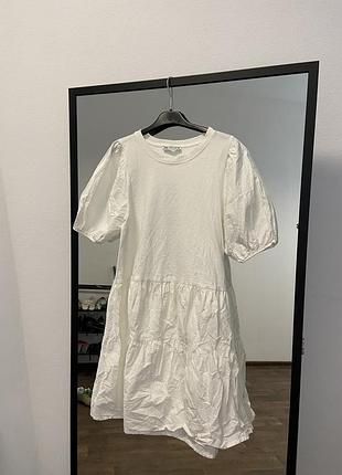 Жіноче котонове біле плаття zara
