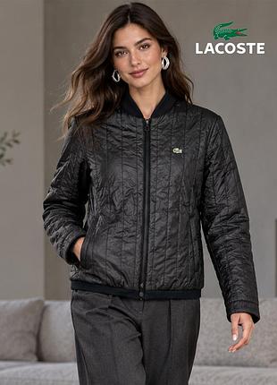 Оригинальная женская черная стеганая куртка демисезон lacoste 42 l