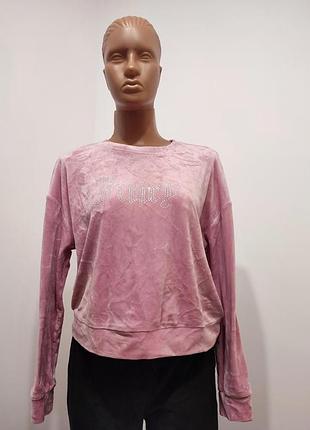 Велюровий свитшот juicy couture зі стразами l / рожева кофта джусі кутюр оригінал в ідеалі