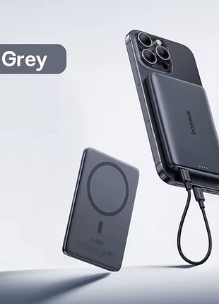 Baseus picogo power bank ultra slim 27w 5000mah компактный магнитный павербанк для смартфонов iphone и samsung