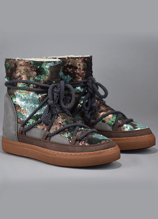 Черевики жіночі inuikii camo sequin уггі напівчеревики взуття зимове чоботи унти паєтки оригінал 38 р/24.5 см     ugg emu mou bearpaw sorel moon boot