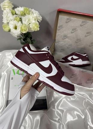 Nike dunk low bordo white/найк данк лоу бордові з білим 36 37 38 39 40 41
