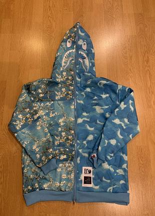 Кофта зіп-худі bape унісекс, синього кольору, розмір m