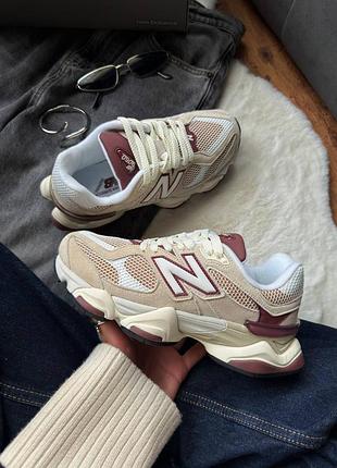 Кроссовки new balance 9060 linen burgundy