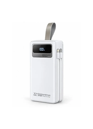 Power bank aroimac ora503 40000 mah white с быстрой зарядкой 22,5w qc3.0, 4 usb-выходами, led-дисплеем и подсветкой