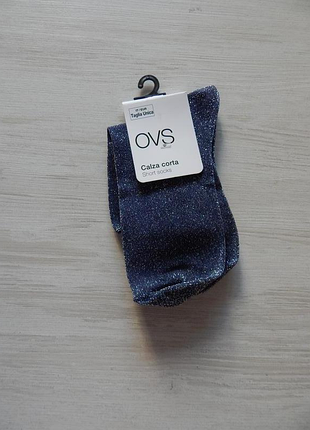 Шкарпетки з люрексом ovs сині 3054
