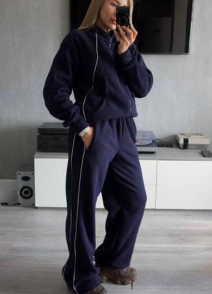 Теплый флисовый костюм с затяжками на кофте и брюках👌