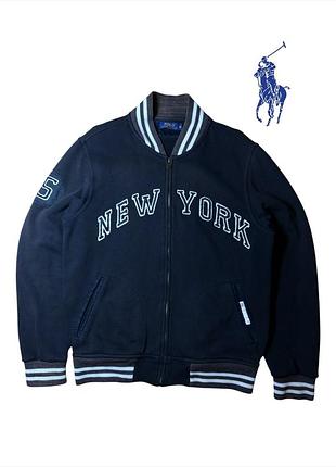 Бомбер polo ralph lauren new york / мужская кофта кардиган на молнии (varsity/baseball jacket). оригинал