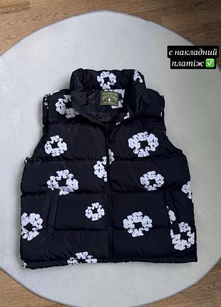 Чорна жилетка чоловіча denim tears дута без капюшона