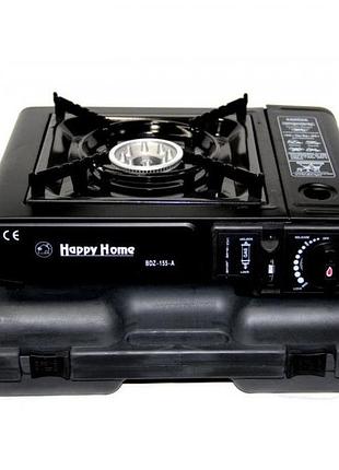 Портативная туристическая газовая плита с пьезоподжигом happy home bdz-155-a/1021