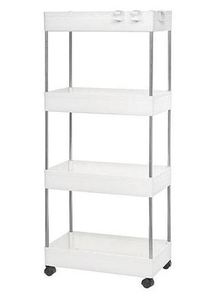 Етажерка підлогова на коліщатках stenson r93336 4 яруси 38x13x87 см білий